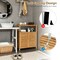 Natural Wicker Bathroom Floor Cabinet with Adjustable Shelves and Doors